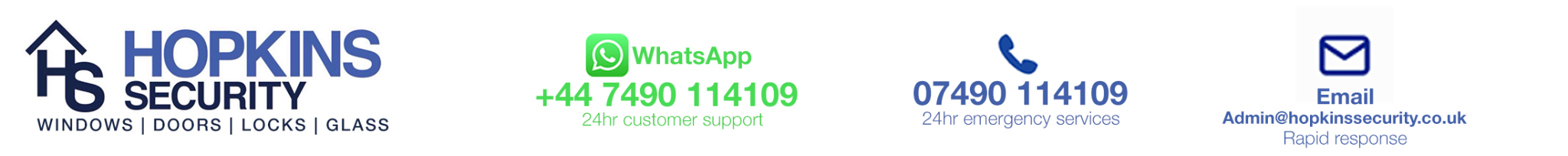 Hopkins Security – Windows, Doors, Locks, Glass. WhatsApp +44 7490 114109. Phone 07490 114109. Email Admin@hopkinssecurity.co.uk