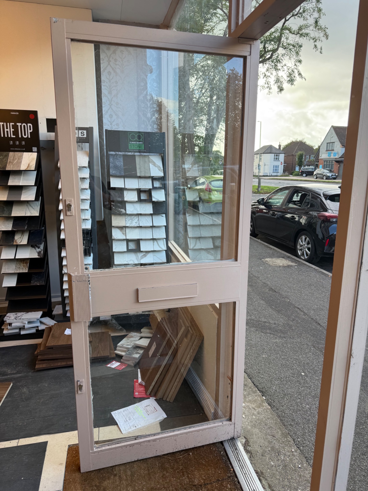 Shop front glass and frame repair by Hopkins Security